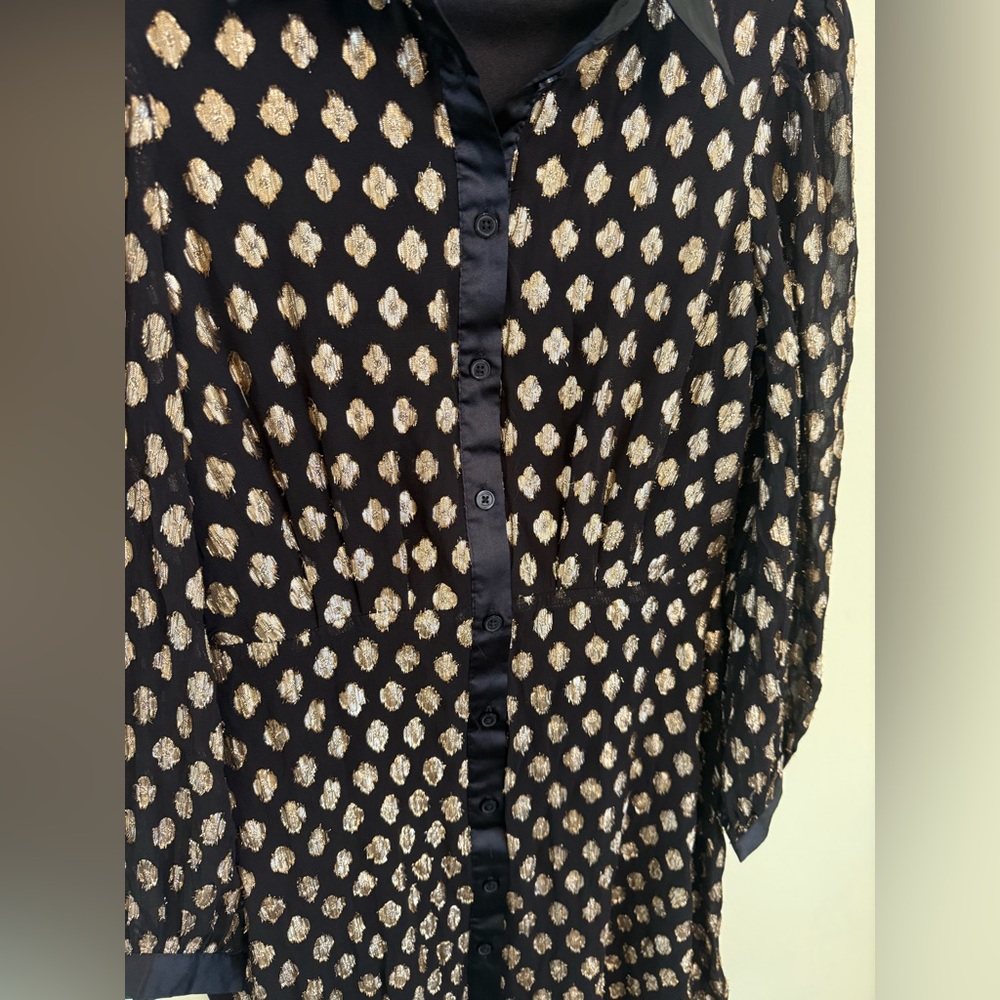 Halogen Foil Dot Empire Waist Shirtdress *GREAT USED CONDITION* - Picture 8 of 13